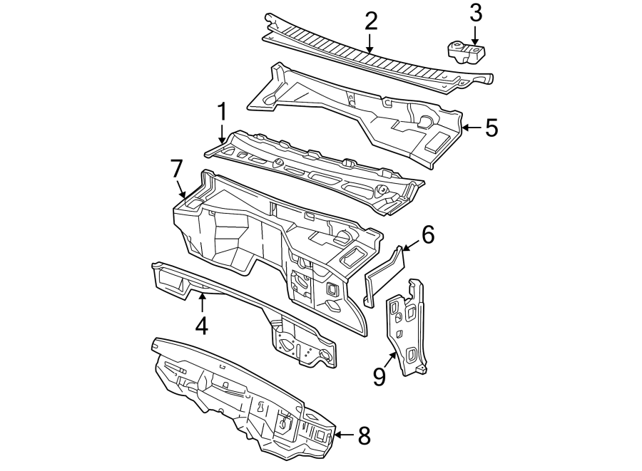 Diagram COWL. for your Chevrolet C3500   