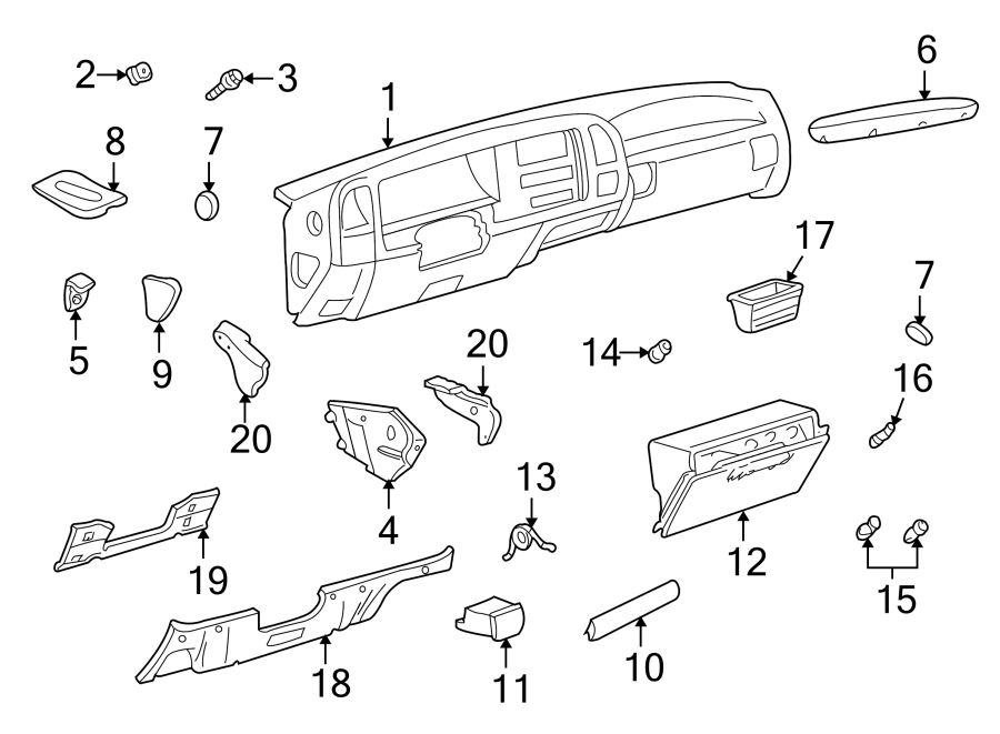 Diagram INSTRUMENT PANEL COMPONENTS. for your 2007 GMC Yukon   