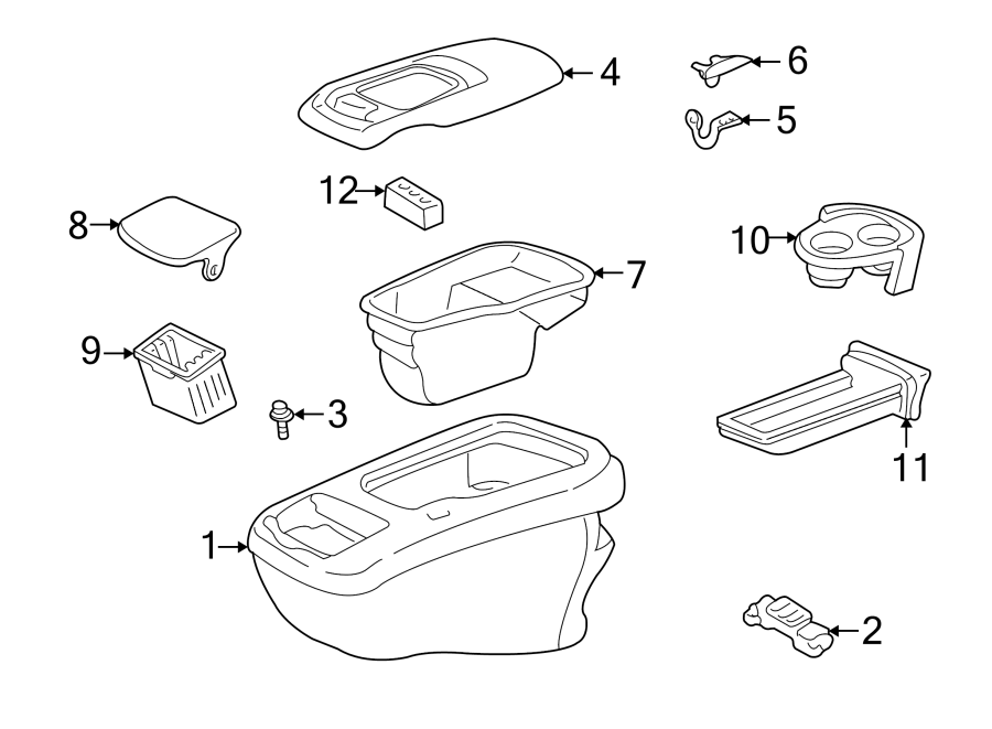 Diagram CONSOLE. CENTER. for your 1995 Chevrolet K3500  Silverado Crew Cab Pickup Fleetside 5.7L Chevrolet V8 A/T 