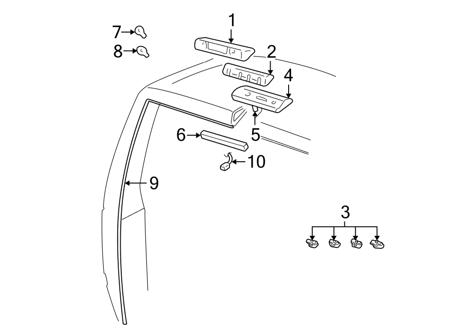 Diagram REAR LAMPS. HIGH MOUNT LAMPS. for your 2008 Chevrolet Suburban 1500   