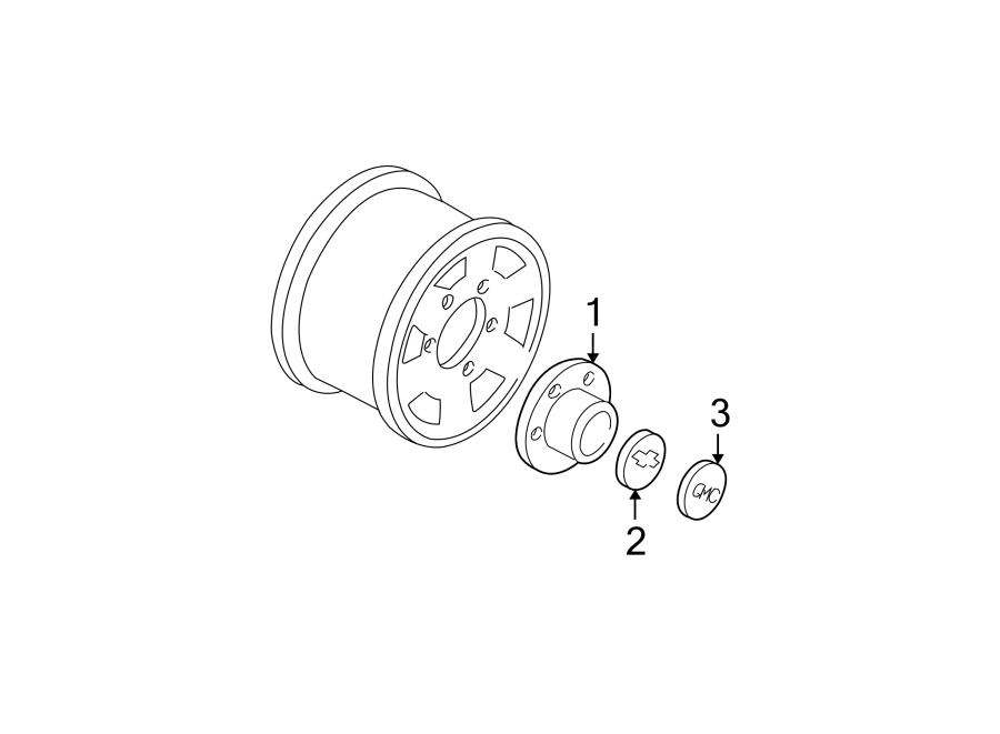 Diagram WHEELS. COVERS & TRIM. for your 1997 Chevrolet K3500  Base Crew Cab Pickup Fleetside 6.5L V8 DIESEL A/T 