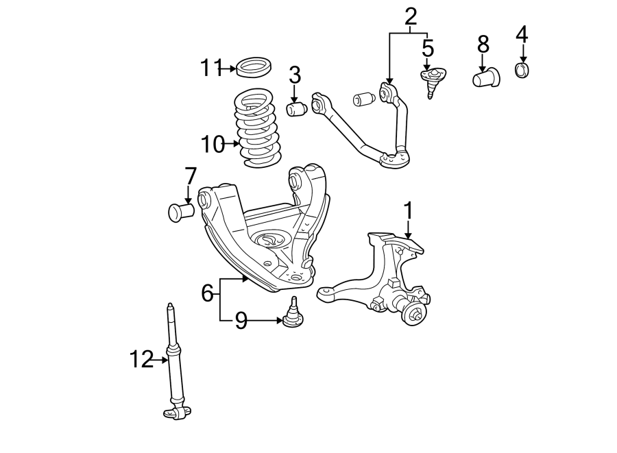 Diagram FRONT SUSPENSION. SUSPENSION COMPONENTS. for your 2017 GMC Sierra 2500 HD 6.6L Duramax V8 DIESEL A/T RWD SLE Crew Cab Pickup 