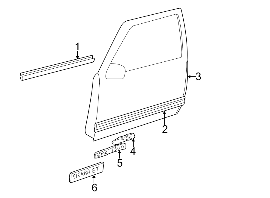 4Front door. Exterior trim.https://images.simplepart.com/images/parts/motor/fullsize/GH95200.png