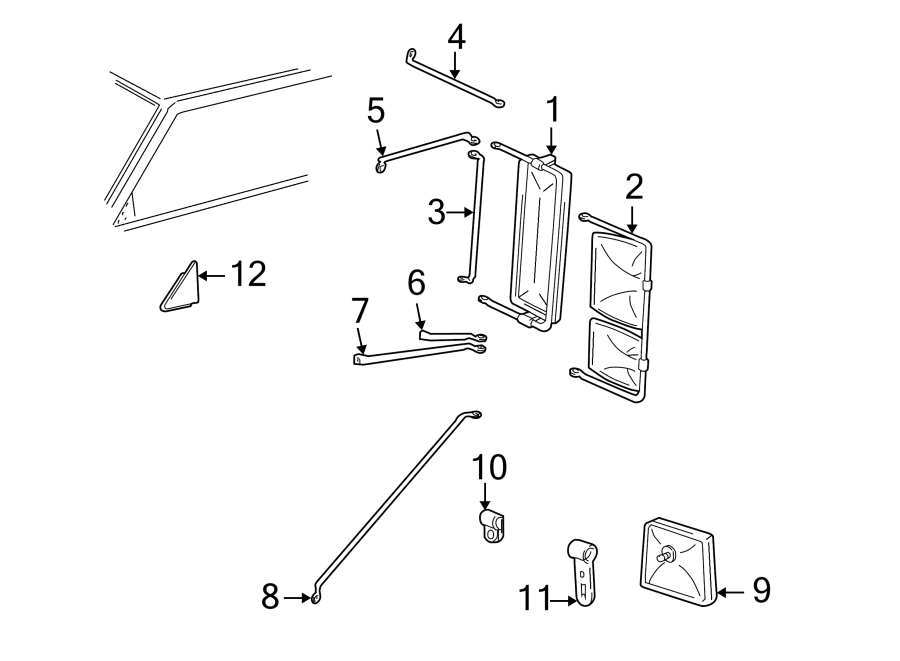 Diagram Front door. Outside mirrors. for your 1996 Chevrolet K2500  Silverado Standard Cab Pickup Fleetside 7.4L Vortec V8 A/T 