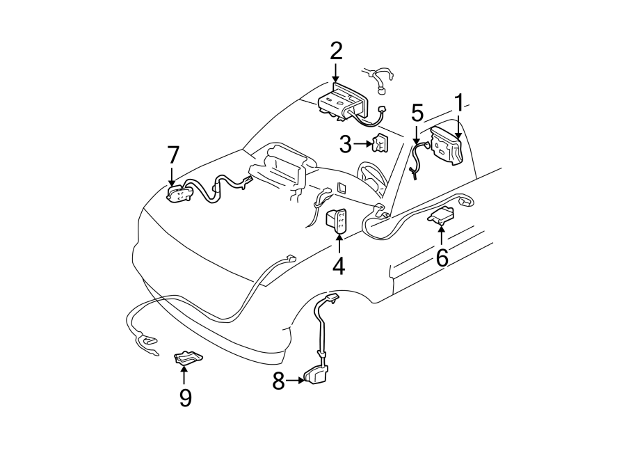 Diagram RESTRAINT SYSTEMS. AIR BAG COMPONENTS. for your 1995 Chevrolet C2500  Silverado Standard Cab Pickup 6.5L V8 DIESEL A/T 