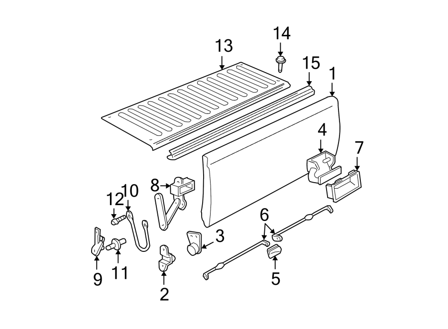 Diagram PICK UP BOX. TAIL GATE. for your 1997 Chevrolet K1500  Silverado Extended Cab Pickup Fleetside 5.7L Vortec V8 M/T 