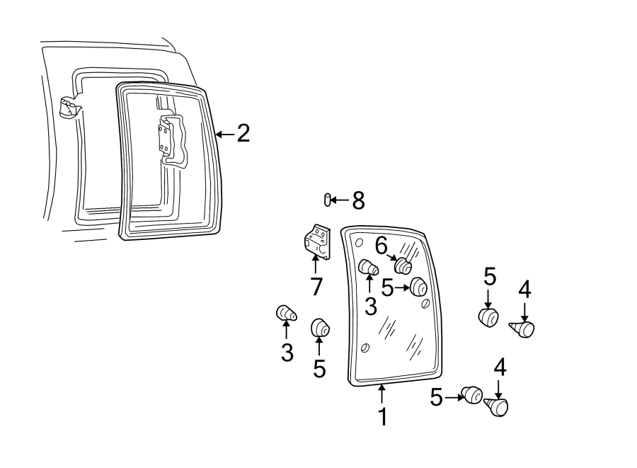 Diagram REAR DOOR. GLASS & HARDWARE. for your 2021 Chevrolet Spark   