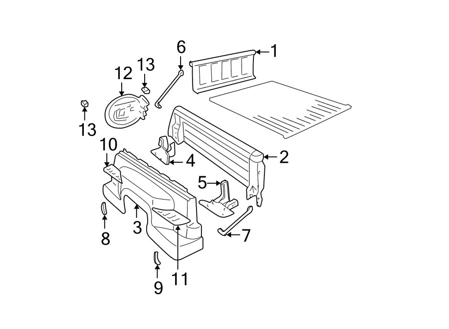 Diagram PICK UP BOX. FRONT & SIDE PANELS. for your 2007 Chevrolet HHR   