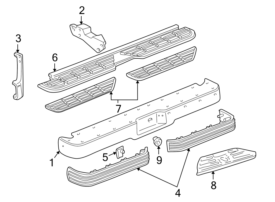 Diagram REAR BUMPER. BUMPER & COMPONENTS. for your 2016 GMC Sierra 2500 HD 6.0L Vortec V8 A/T 4WD SLE Standard Cab Pickup 