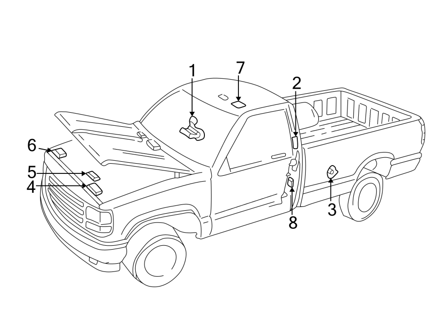 Diagram Information labels. for your 1995 Chevrolet K2500  Silverado Extended Cab Pickup Fleetside 6.5L V8 DIESEL M/T 