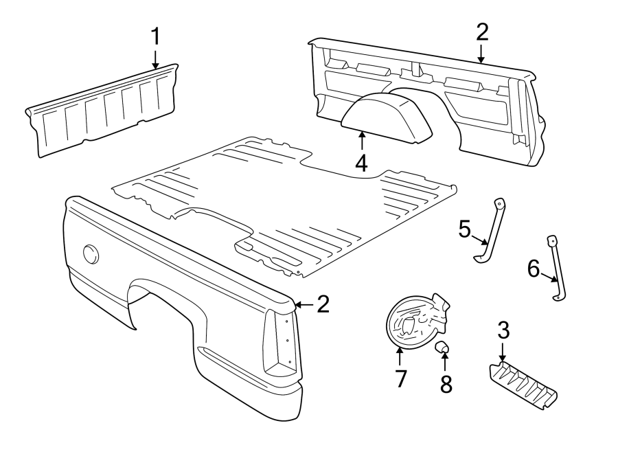 Diagram Pick up box. Seats & tracks. Front & side panels. for your 2005 Chevrolet Monte Carlo   