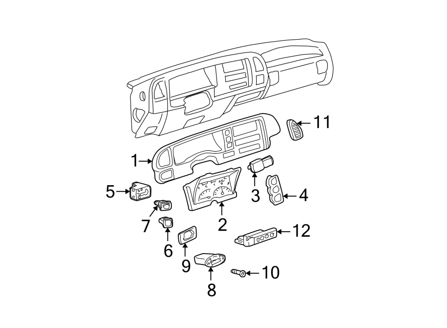 Diagram INSTRUMENT PANEL. CLUSTER & SWITCHES. for your 2019 Chevrolet Camaro  LT Coupe 