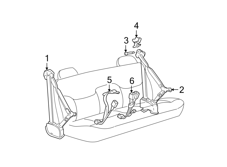 Chevrolet C1500 Seat Belt Lap and Shoulder Belt (Rear). CREW - 12380549 ...