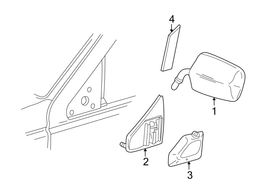 Diagram FRONT DOOR. OUTSIDE MIRRORS. for your 1996 Chevrolet K2500  Silverado Standard Cab Pickup Fleetside 5.7L Vortec V8 M/T 