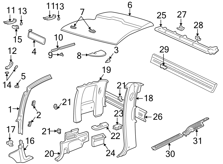 Diagram INTERIOR TRIM. for your 2015 GMC Sierra 2500 HD 6.6L Duramax V8 DIESEL A/T RWD SLE Standard Cab Pickup Fleetside 