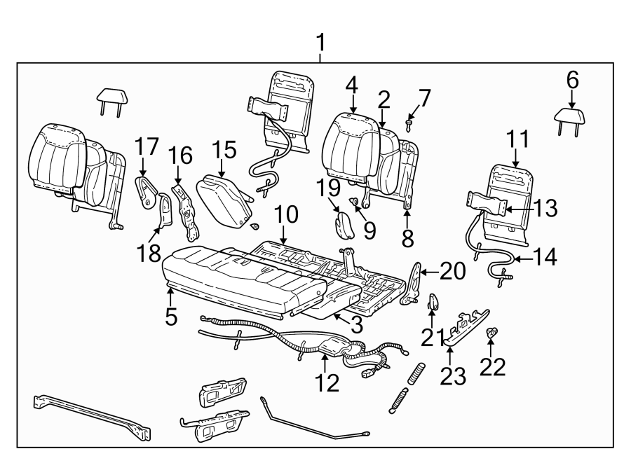 Diagram SEATS & TRACKS. FRONT SEAT COMPONENTS. for your 2007 GMC Sierra 2500 HD 6.0L Vortec V8 A/T 4WD SLE Extended Cab Pickup 