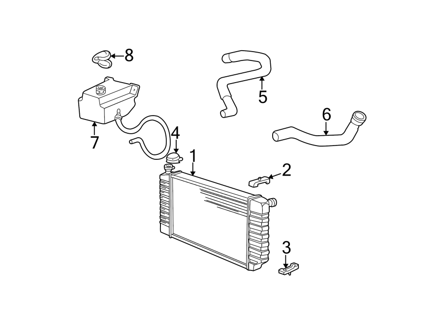 Diagram RADIATOR & COMPONENTS. for your Chevrolet K1500   