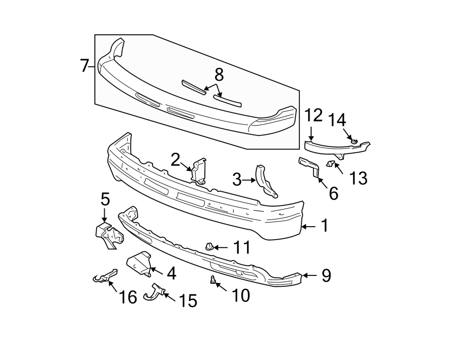 Diagram FRONT BUMPER. BUMPER & COMPONENTS. for your 2012 GMC Sierra 2500 HD 6.0L Vortec V8 A/T RWD SLT Extended Cab Pickup 