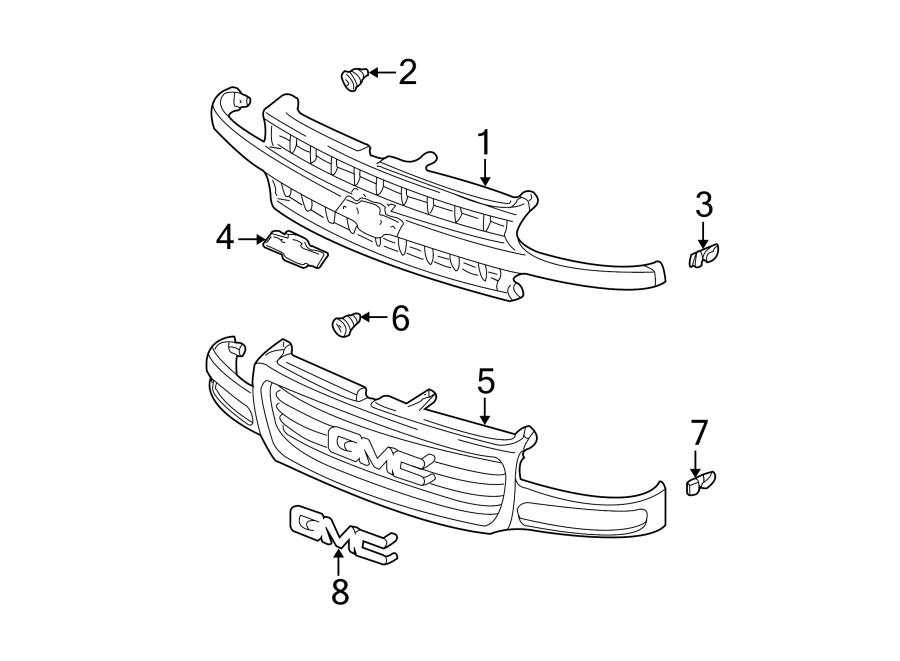 Diagram GRILLE & COMPONENTS. for your Chevrolet