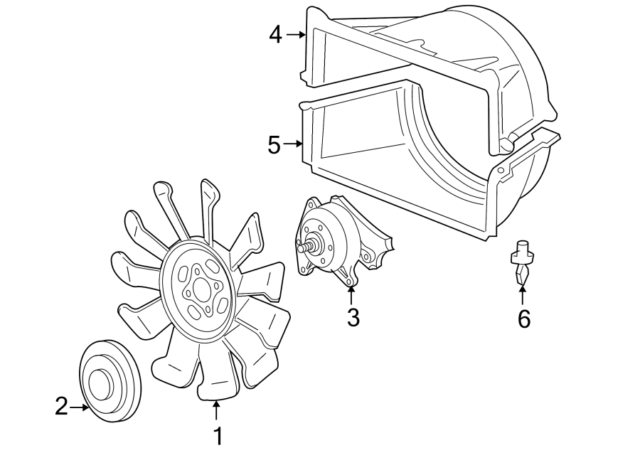 Diagram Cooling fan. for your 2007 GMC Sierra 2500 HD WT Extended Cab Pickup 6.6L Duramax V8 DIESEL A/T RWD 