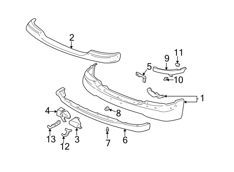 Diagram FRONT BUMPER. BUMPER & COMPONENTS. for your 2002 GMC Sierra 3500 8.1L Vortec V8 A/T RWD Base Crew Cab Pickup 