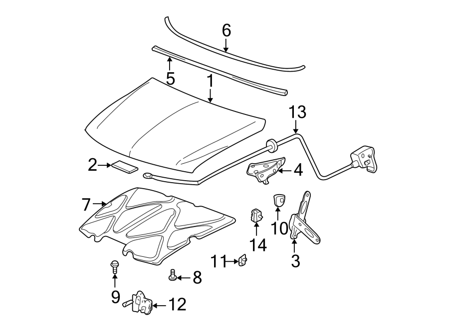 Diagram Hood & components. for your 2007 GMC Sierra 1500 Classic SLE Standard Cab Pickup 5.3L Vortec V8 A/T 4WD 