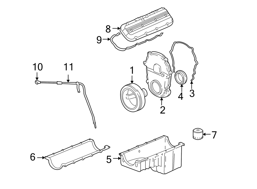 Diagram ENGINE PARTS. for your 2004 GMC Sierra 2500 HD Base Crew Cab Pickup Fleetside 8.1L Vortec V8 A/T RWD 