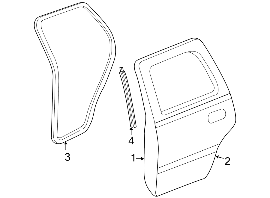 Diagram REAR DOOR. DOOR & COMPONENTS. for your 2006 GMC Sierra 3500 6.6L Duramax V8 DIESEL A/T 4WD SLE Crew Cab Pickup Fleetside 