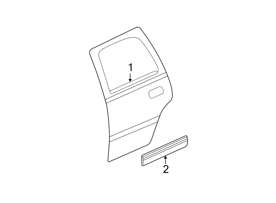 Diagram REAR DOOR. EXTERIOR TRIM. for your 2002 GMC Sierra 3500 6.0L Vortec V8 M/T RWD Base Extended Cab Pickup Fleetside 