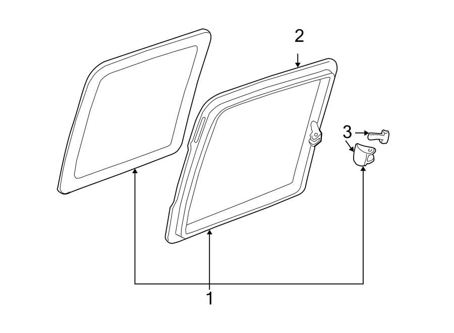 Diagram REAR DOOR. GLASS & HARDWARE. for your 2005 Chevrolet Silverado 1500 LS Extended Cab Pickup 4.3L Vortec V6 A/T 4WD 