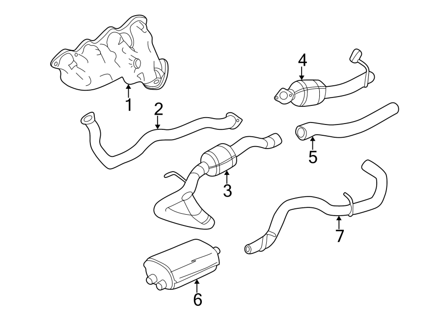 Diagram Exhaust system. Exhaust components. Manifold. for your 2006 GMC Sierra 3500 6.0L Vortec V8 M/T 4WD SLT Extended Cab Pickup Fleetside 