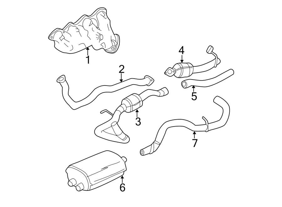 Diagram EXHAUST SYSTEM. EXHAUST COMPONENTS. MANIFOLD. for your 2005 Chevrolet Silverado 2500 HD WT Standard Cab Pickup 8.1L Vortec V8 M/T RWD 