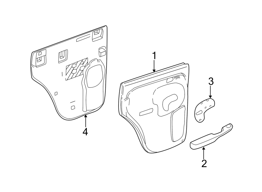 Diagram REAR DOOR. INTERIOR TRIM. for your 2005 Chevrolet Silverado 2500 HD LS Crew Cab Pickup Fleetside 8.1L Vortec V8 A/T 4WD 