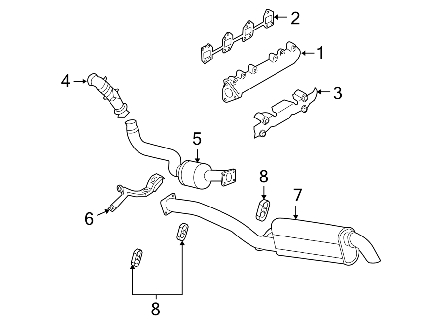 Diagram Exhaust system. Exhaust components. Manifold. for your 2005 Chevrolet Silverado 2500 HD WT Extended Cab Pickup  