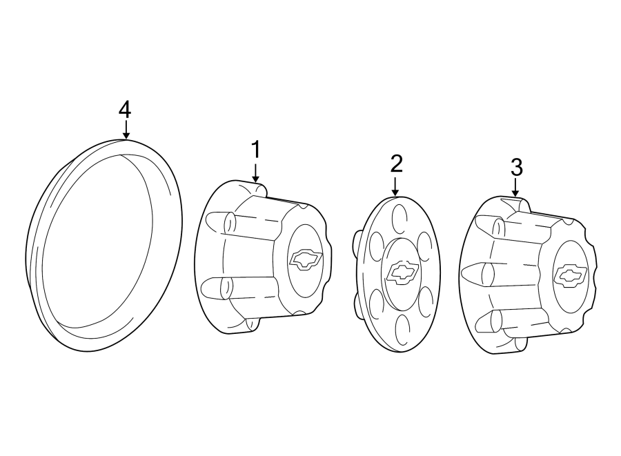 Diagram WHEELS. COVERS & TRIM. for your Chevrolet