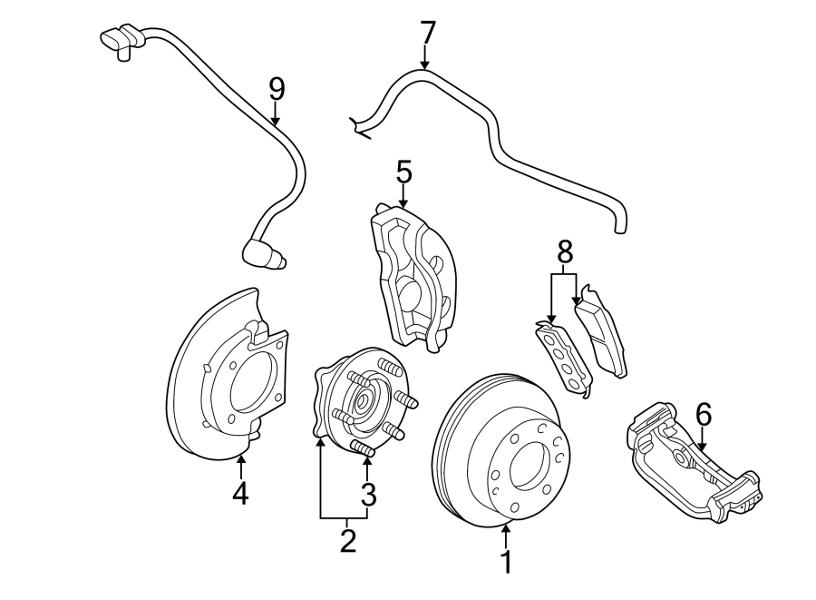 Diagram Front suspension. Brake components. for your 2007 GMC Yukon SLT Sport Utility 5.3L Vortec V8 FLEX A/T RWD 