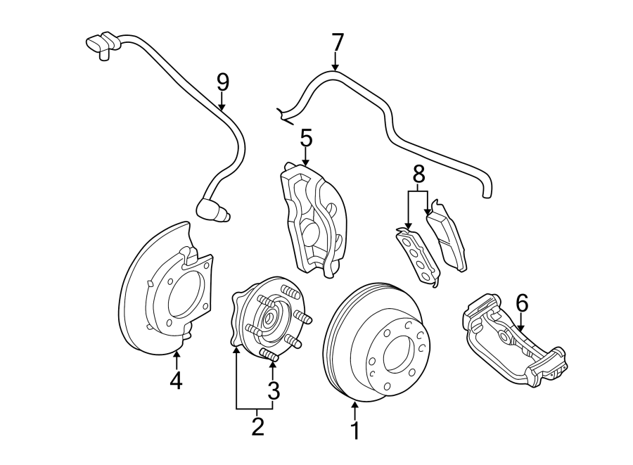 Diagram FRONT SUSPENSION. BRAKE COMPONENTS. for your 2004 Chevrolet SSR    