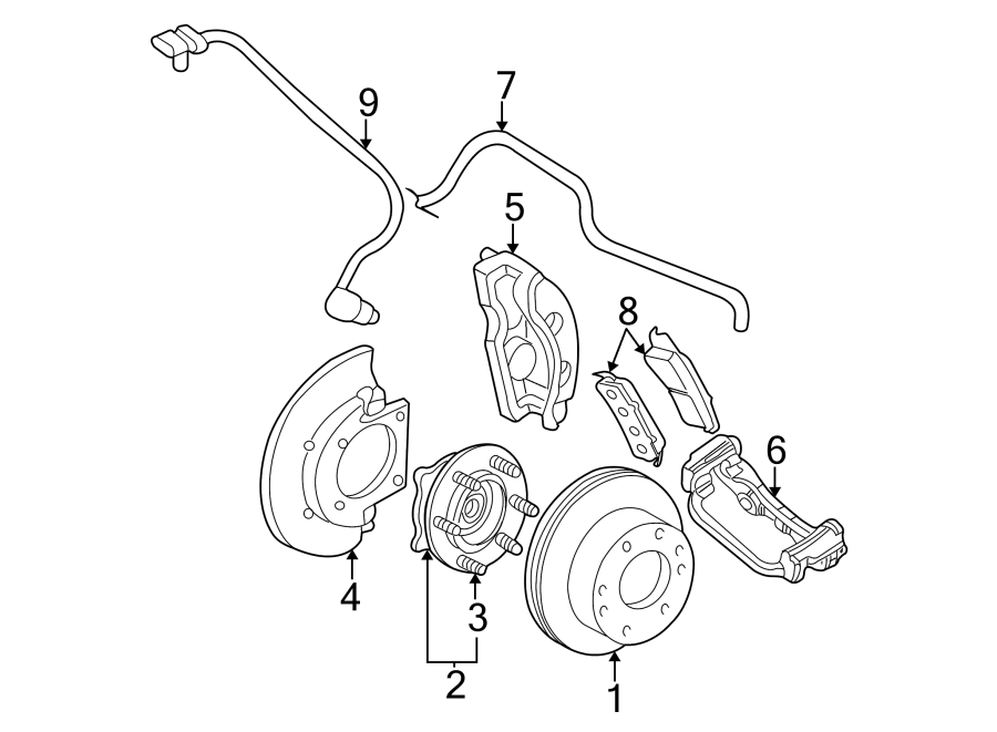 Diagram FRONT SUSPENSION. BRAKE COMPONENTS. for your 2021 GMC Sierra 2500 HD 6.6L Duramax V8 DIESEL A/T RWD SLT Crew Cab Pickup 