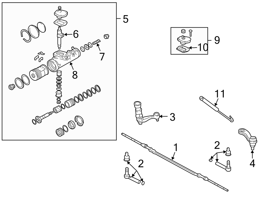 Diagram STEERING GEAR & LINKAGE. for your 2021 GMC Sierra 2500 HD 6.6L Duramax V8 DIESEL A/T 4WD Base Extended Cab Pickup Fleetside 