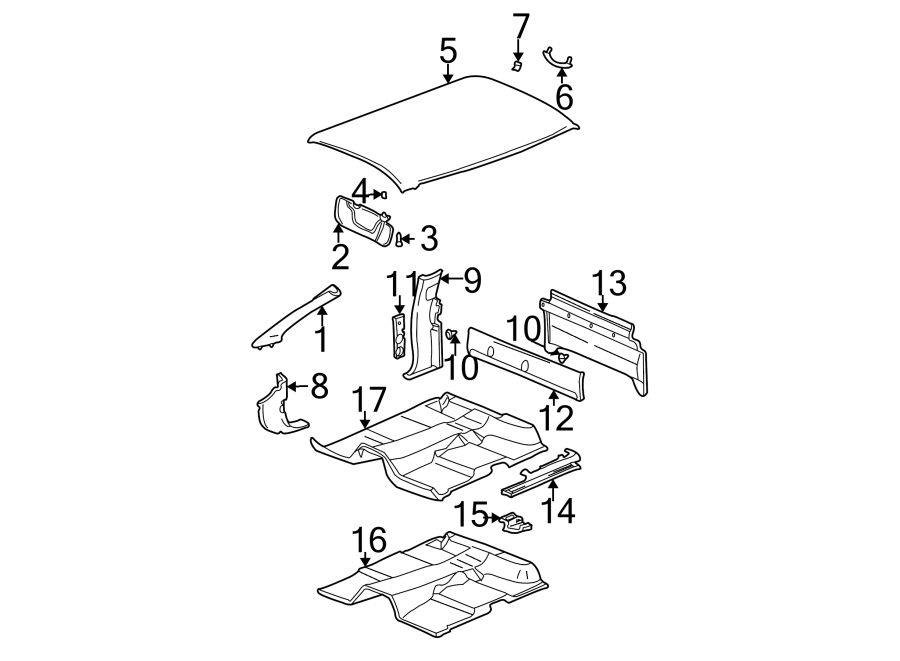 Diagram INTERIOR TRIM. for your 2005 Chevrolet Silverado 2500 HD WT Standard Cab Pickup Fleetside  