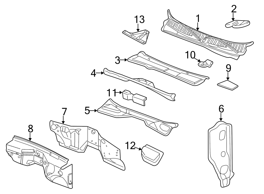 Diagram COWL. for your 2005 Chevrolet Silverado   