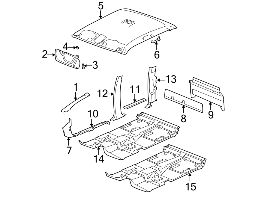 Diagram INTERIOR TRIM. for your 2011 Chevrolet Express 2500 Base Extended Cargo Van 6.0L Vortec V8 FLEX A/T 