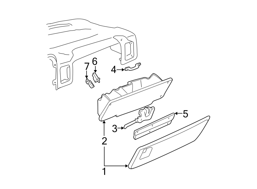 Diagram INSTRUMENT PANEL. GLOVE BOX. for your 2005 Chevrolet Silverado 2500 HD WT Standard Cab Pickup Fleetside  