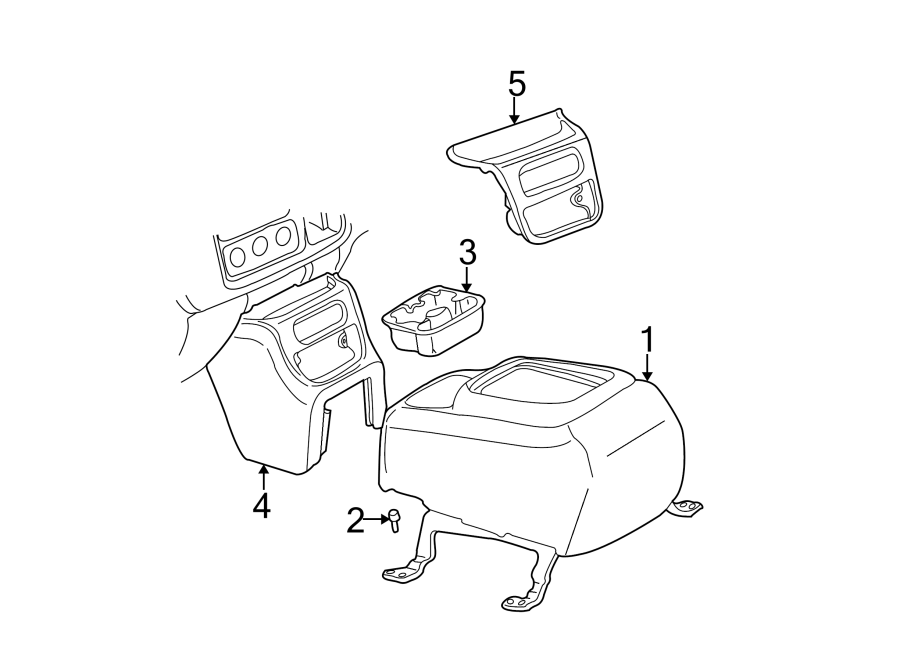 Diagram CENTER CONSOLE. for your 2002 GMC Sierra 3500 6.6L Duramax V8 DIESEL M/T 4WD SLE Extended Cab Pickup Fleetside 