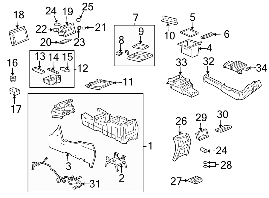 Center console. Diagram