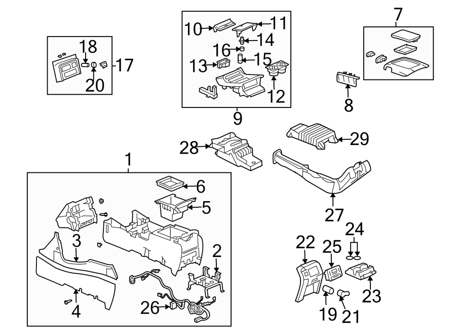 Diagram Center console. for your 2007 Chevrolet Silverado 3500 Classic LT Crew Cab Pickup Fleetside  