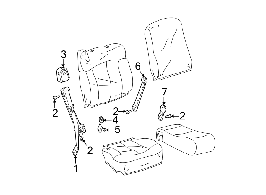 Diagram Restraint systems. Front seat belts. for your 2005 Chevrolet Silverado 3500 LS Extended Cab Pickup 6.0L Vortec V8 CNG M/T RWD 