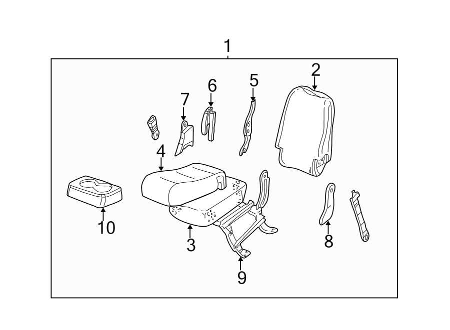 Diagram Seats & tracks. Front seat components. for your 2005 Chevrolet Silverado 1500 Z71 Off-Road Extended Cab Pickup 4.8L Vortec V8 A/T 4WD 