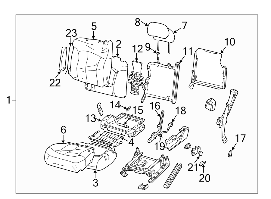 Diagram SEATS & TRACKS. FRONT SEAT COMPONENTS. for your Cadillac ATS  