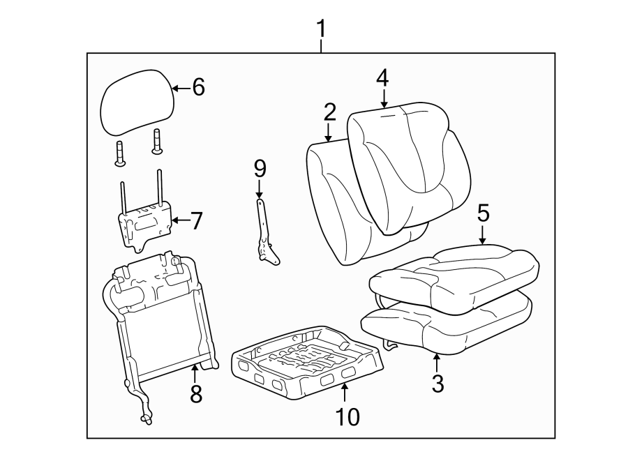 Diagram SEATS & TRACKS. REAR SEAT COMPONENTS. for your 2005 Chevrolet Express 1500   